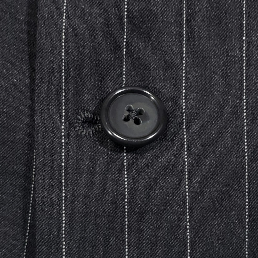 Jack Victor Suit Men 44R Black Pinstripe Super 110s Wool 3-Button Pleated Cuffed - Picture 2 of 16
